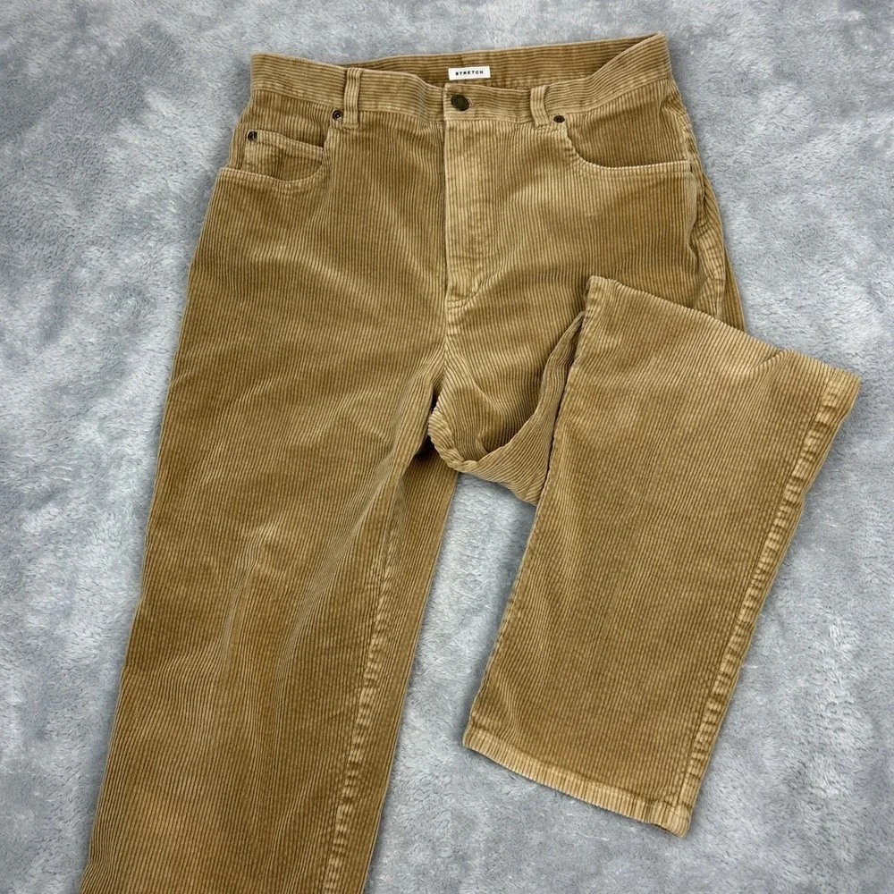Women's Size 12 Wide Leg Corduroy Pants Tan Jones New York‎ Sport Classic